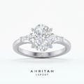 Oval Cut with Tapered Baguette White Gold Engagement Ring