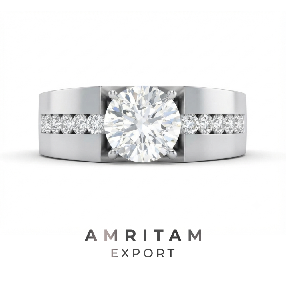 Lab-Grown Diamond Men’s Channel-Set Solitaire Ring