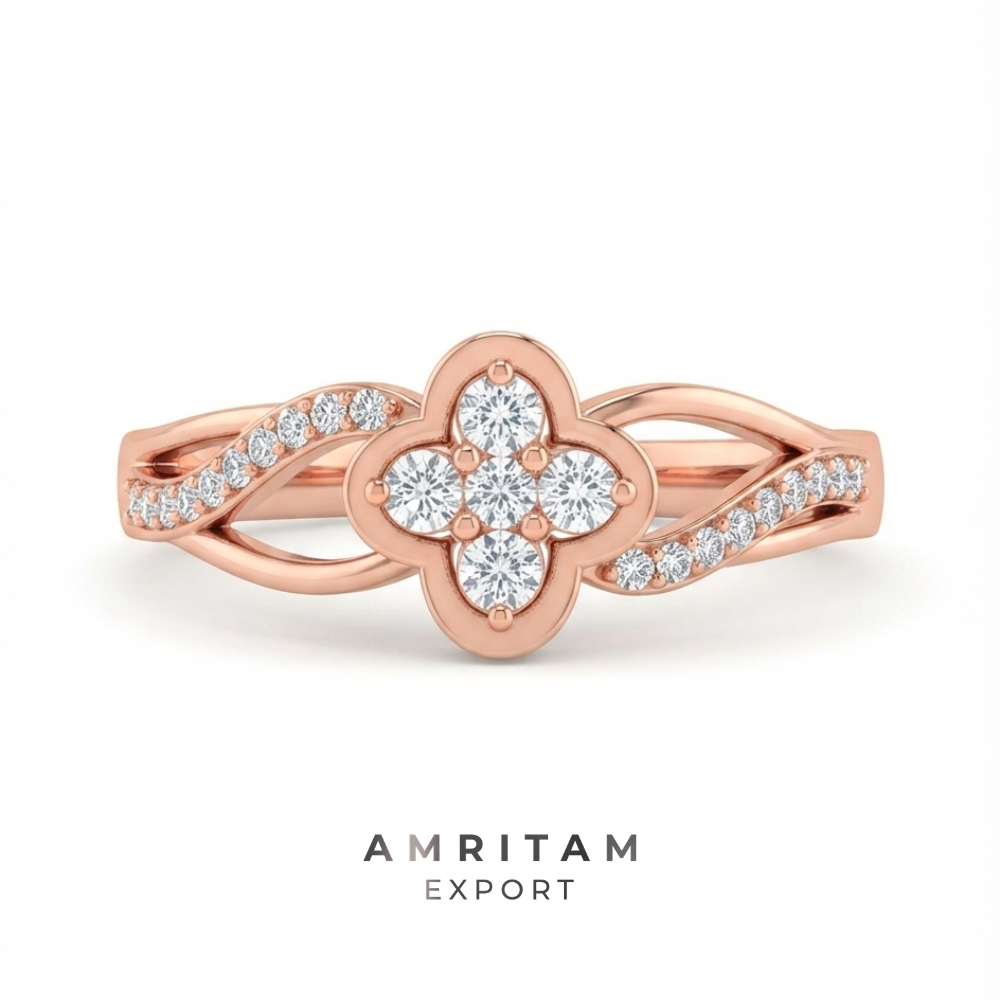 Quatrefoil Multi-Stone Pave Rose Gold Statement Ring