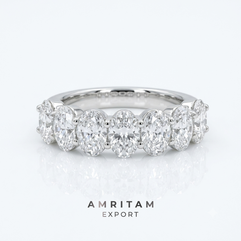 The Crown Elegance Oval Diamond Half Eternity Ring