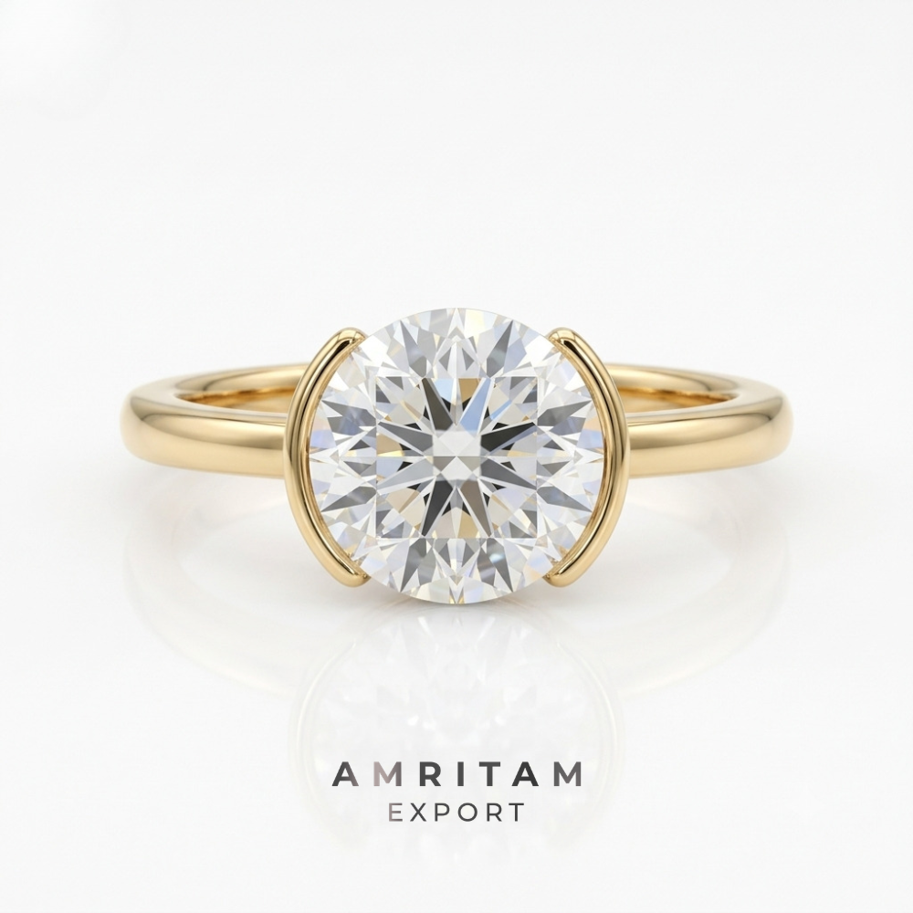 Lab-Grown Diamond Semi-Bezel Solitaire Ring