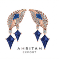 Blue Sapphire Kite & Diamond Wing Drop Earrings