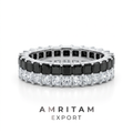 Black & White Princess Cut Eternity Band Ring