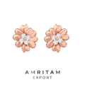 Rose Gold Floral Cluster Diamond Stud Earrings