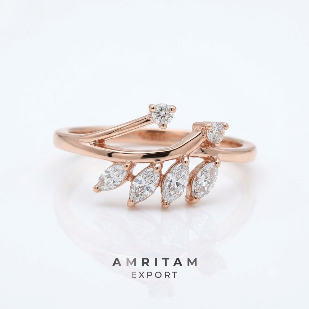 Marquise and Round Multi-Stone Rose Gold Statement Ring