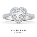 Lab-Grown Diamond Heart Halo Engagement Ring | Pave Band Gold Ring