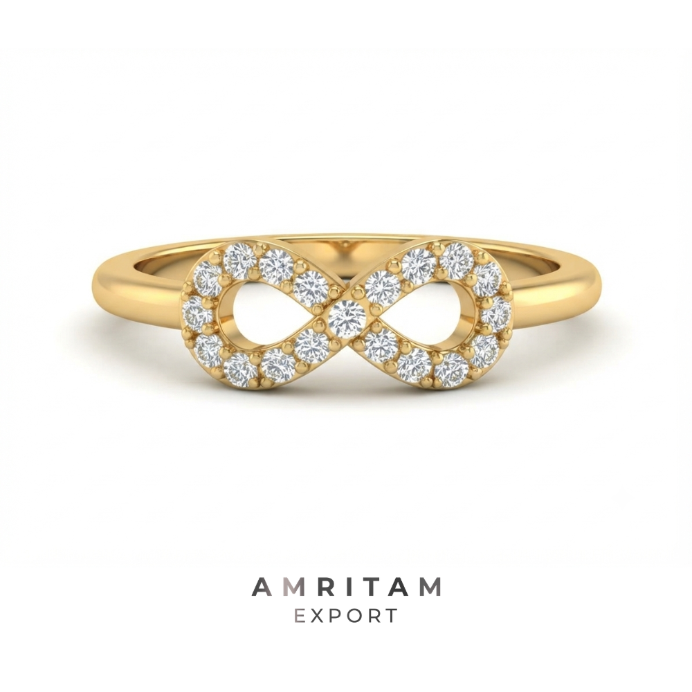Pave Accent Yellow Gold Statement Ring
