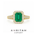 The Luminous Emerald-Cut Halo Gemstone Statement Ring