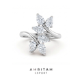 Pear Cut Multi-Stone Bypass White Gold Statement Ring