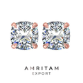 Cushion Cut Claw Prong Diamond Solitaire Stud Earrings
