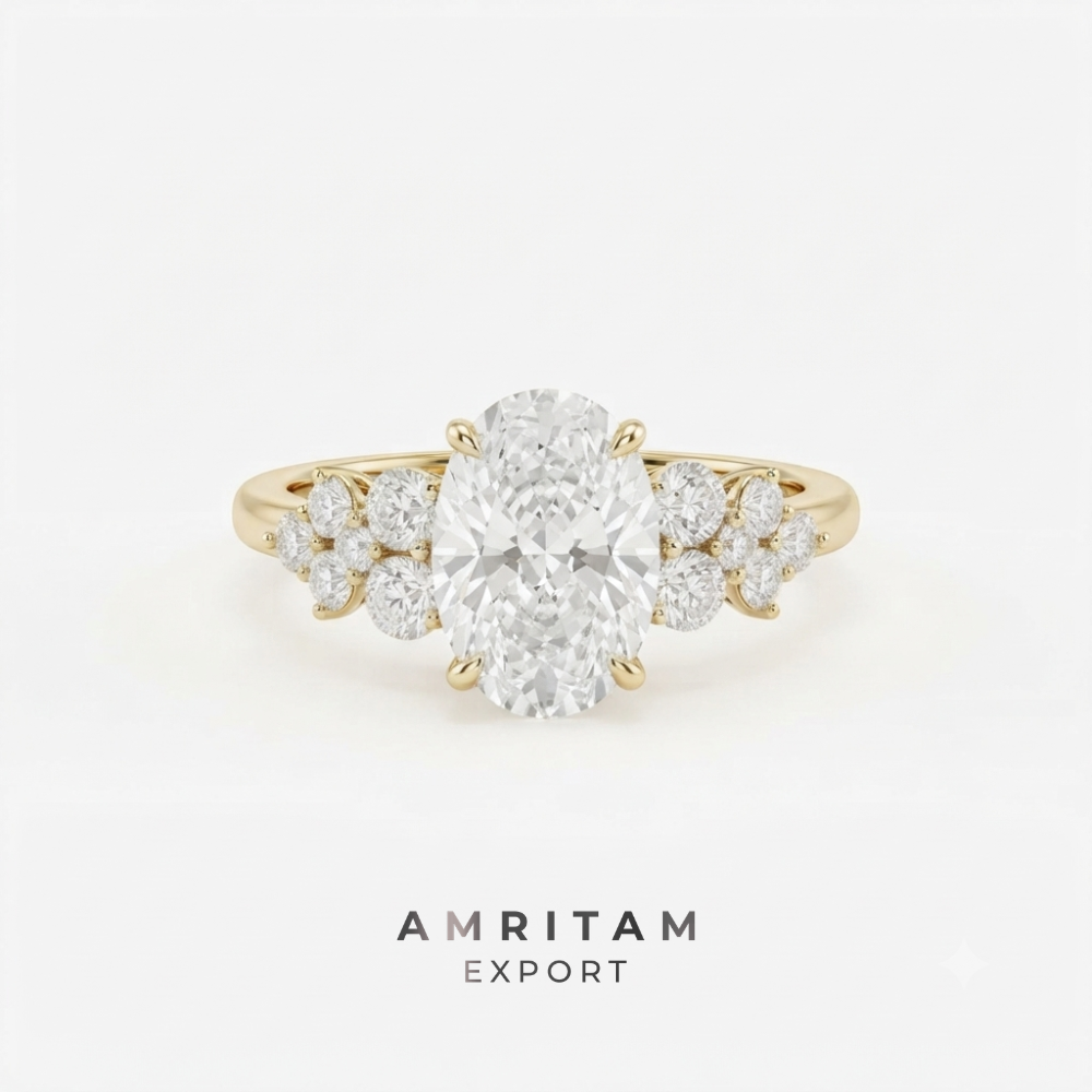 Oval Cut Multi-Stone Yellow Gold Statement Ring
