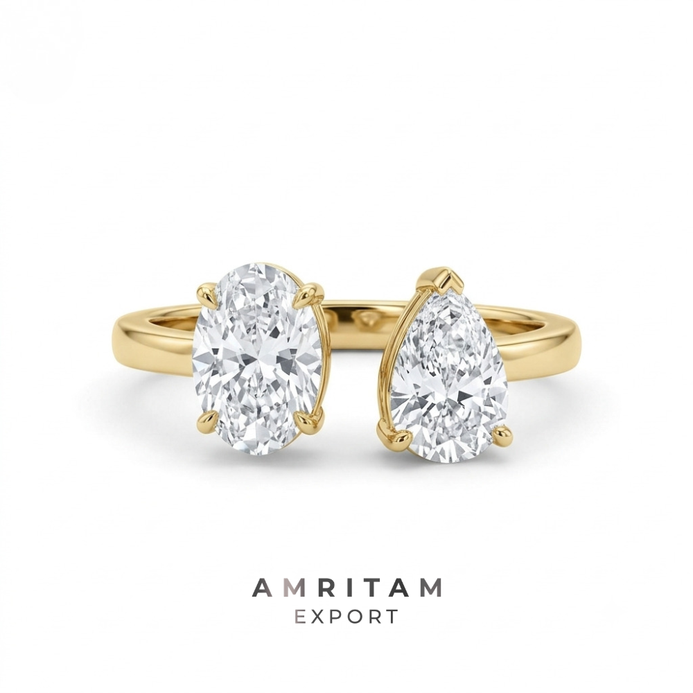 Toi Et Moi Oval and Pear Diamond Ring