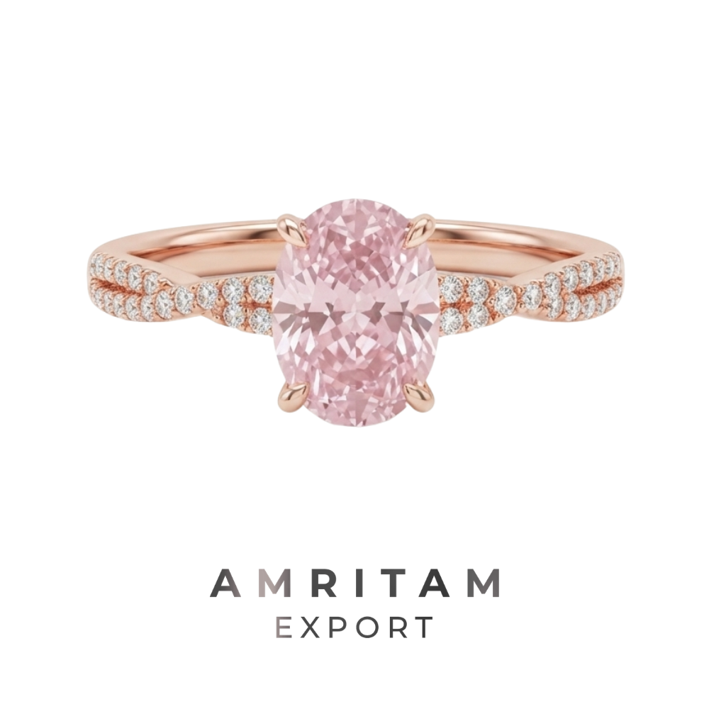 The Luminous Oval Pink Gemstone Split-Shank Ring