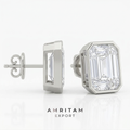 Emerald Cut Bezel Set Diamond Stud Earrings