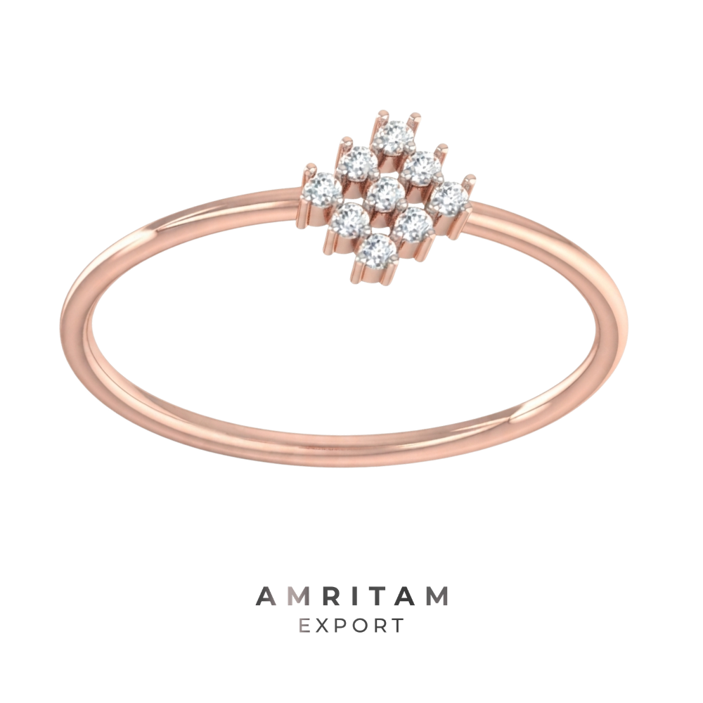 Asymmetric Square Diamond Rose Gold Statement Ring