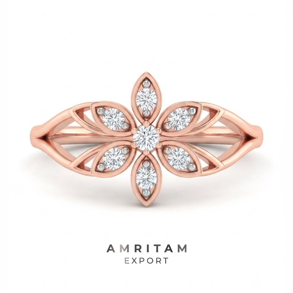 Marquise Petal Rose Gold Statement Ring