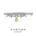 Yellow Pear Cut Diamond Tiara Bangle Bracelet