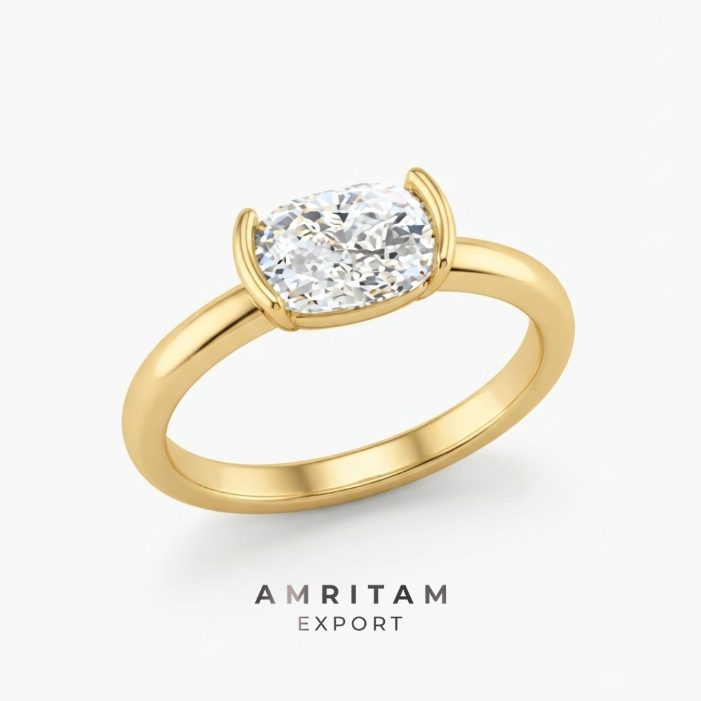Lab-Grown Diamond East-West Half-Bezel Solitaire Ring