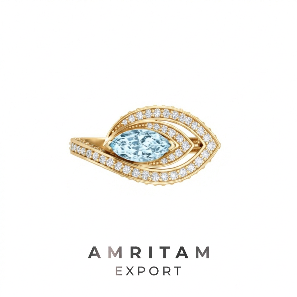 The Luminous Marquise Halo Gemstone Statement Ring