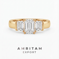 Emerald Cut Lab-Grown Diamond Three-Stone Ring