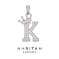 Crown Initial K Lab Diamond Pavé Pendant