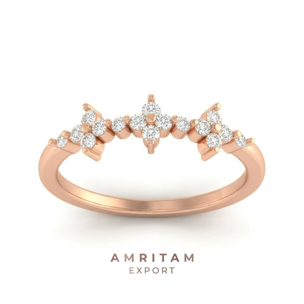 Triple Flower Yellow Gold Ring