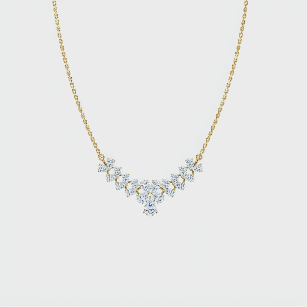Elegant V-Shape CVD Diamond Necklace – 925 Silver