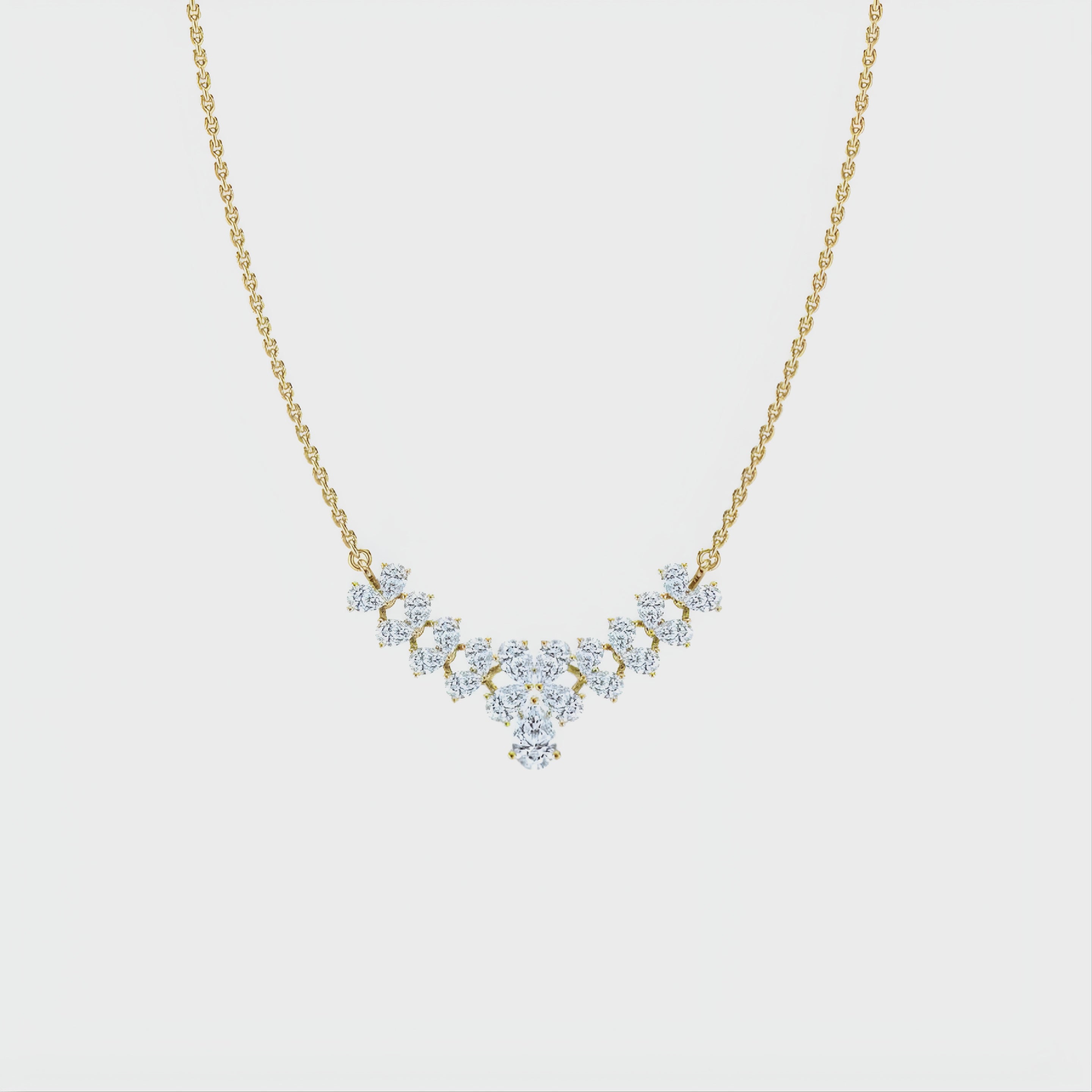 Elegant V-Shape CVD Diamond Necklace – 925 Silver