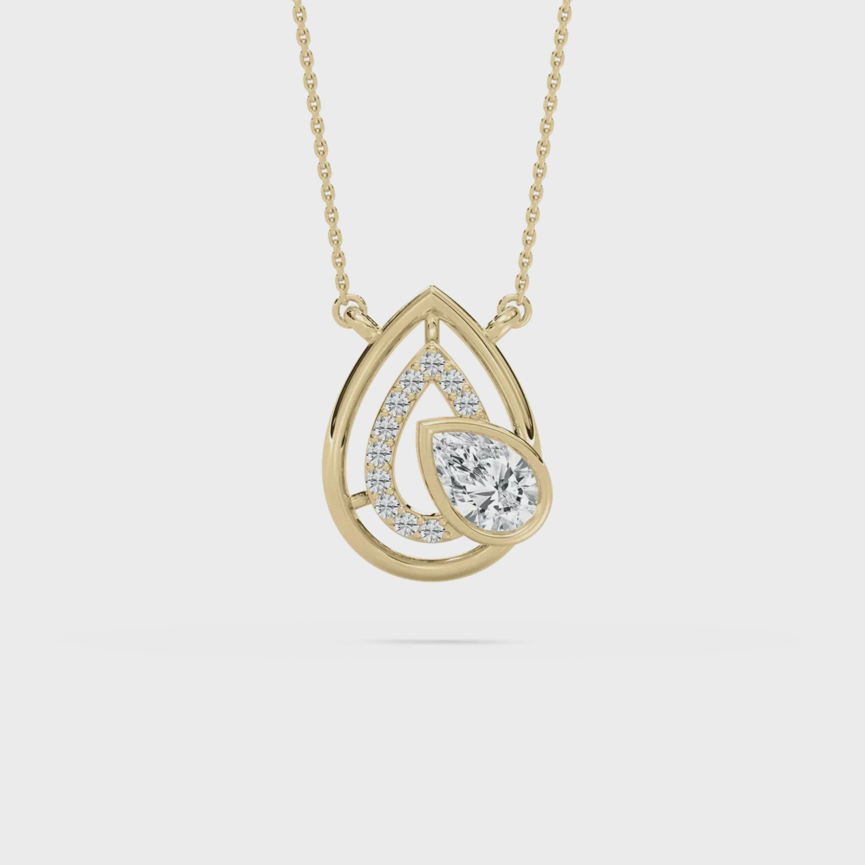 Teardrop Layered Pendant Necklace – 925 Silver CVD Diamond Design