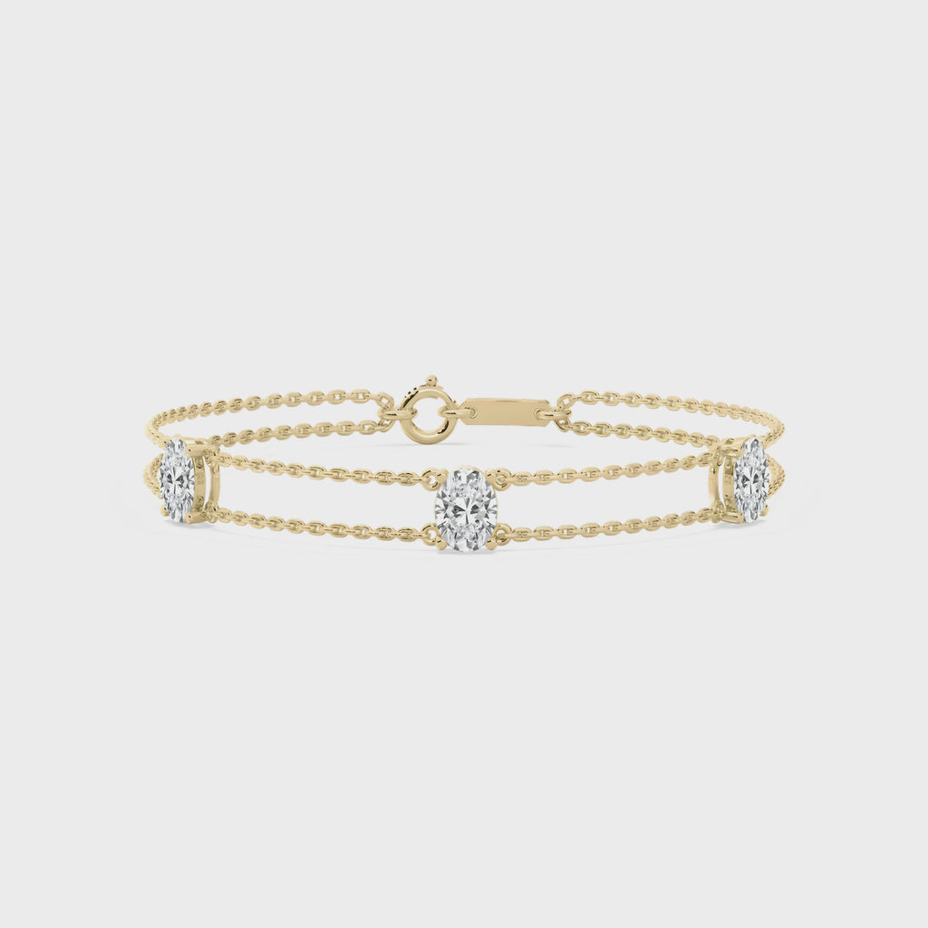 Minimalist Oval CVD Diamond Bracelet – 925 Silver