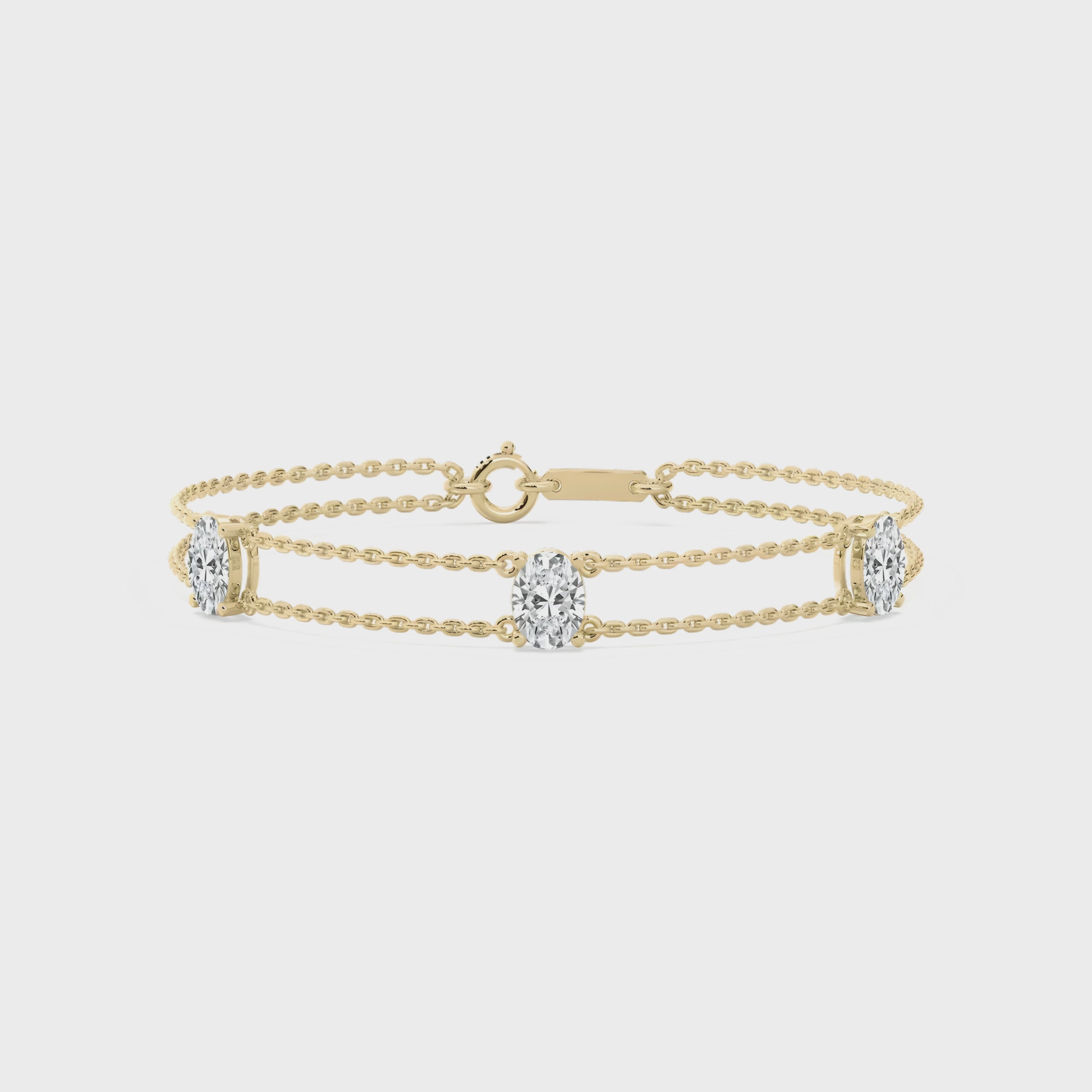 Minimalist Oval CVD Diamond Bracelet – 925 Silver