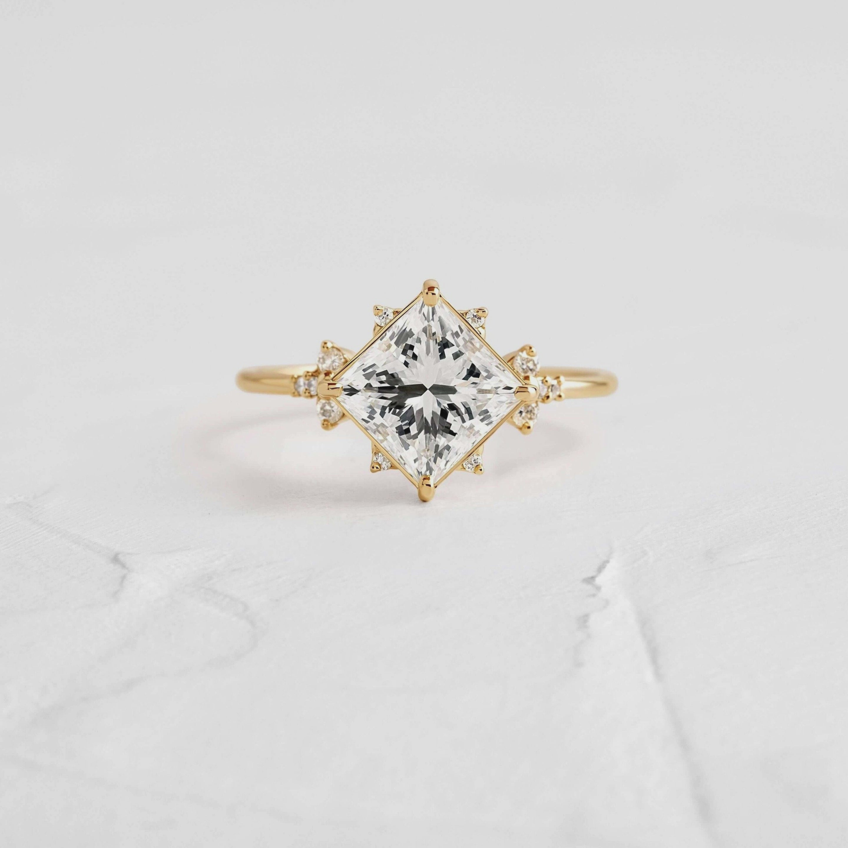 Princess Cut Solitaire CVD Diamond Ring – 925 Silver Engagement Ring