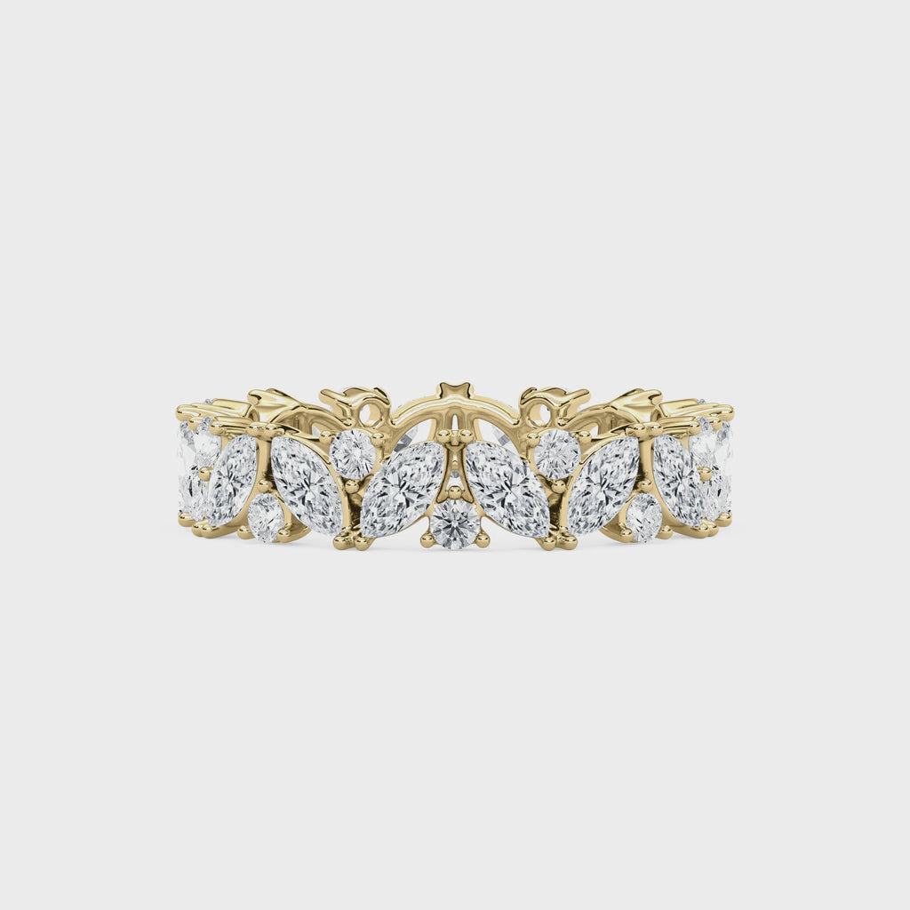 Marquise Leaf CVD Diamond Band – 925 Silver