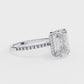 Emerald-Cut Diamond Engagement Ring with Pavé Band in Rose Gold