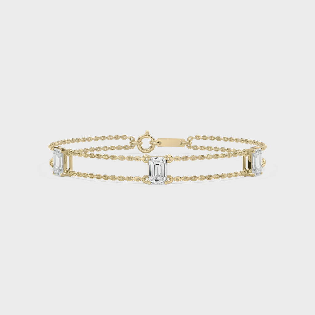 Baguette Cut CVD Diamond Bracelet – 925 Silver