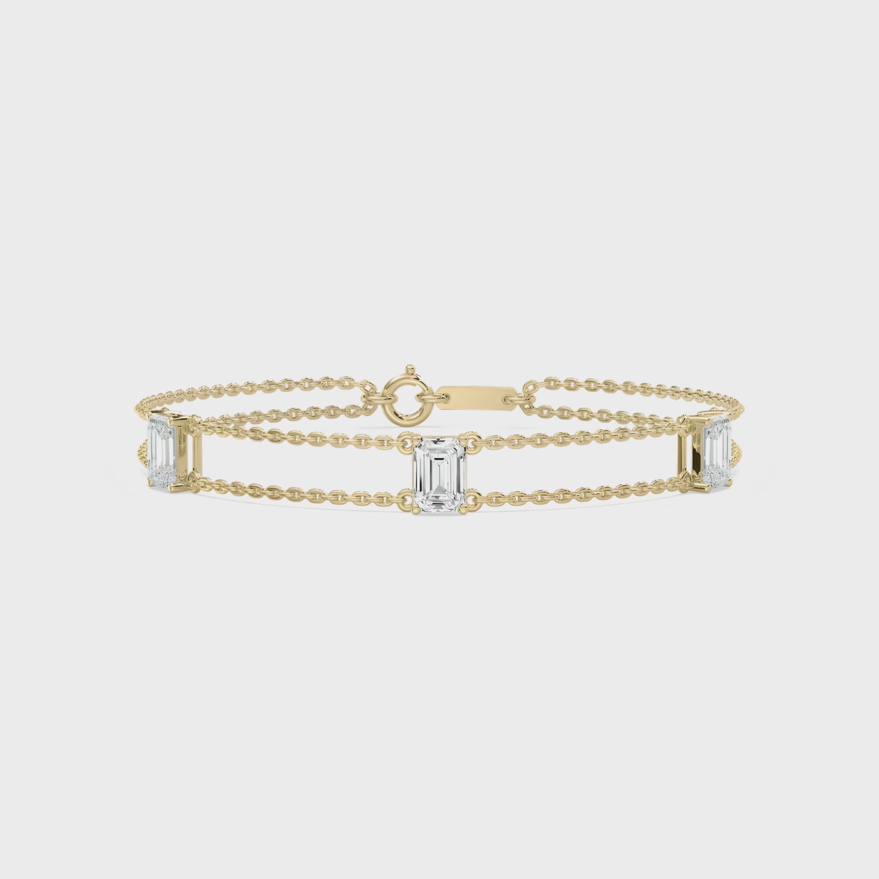 Baguette Cut CVD Diamond Bracelet – 925 Silver