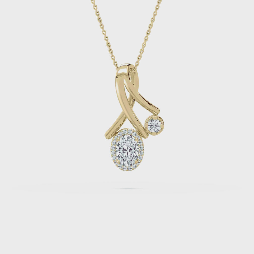Twist Duo Stone CVD Diamond Pendant – 925 Silver Minimal Gold Necklace