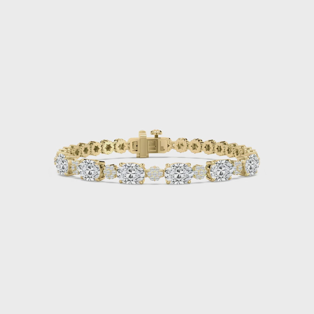 Oval & Round Cluster CVD Diamond Bracelet – 925 Silver