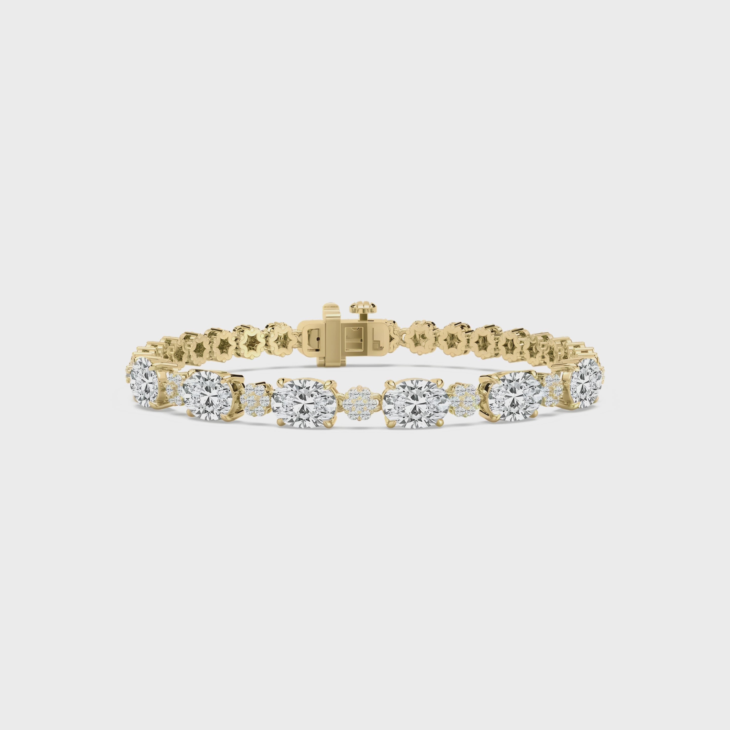 Oval & Round Cluster CVD Diamond Bracelet – 925 Silver