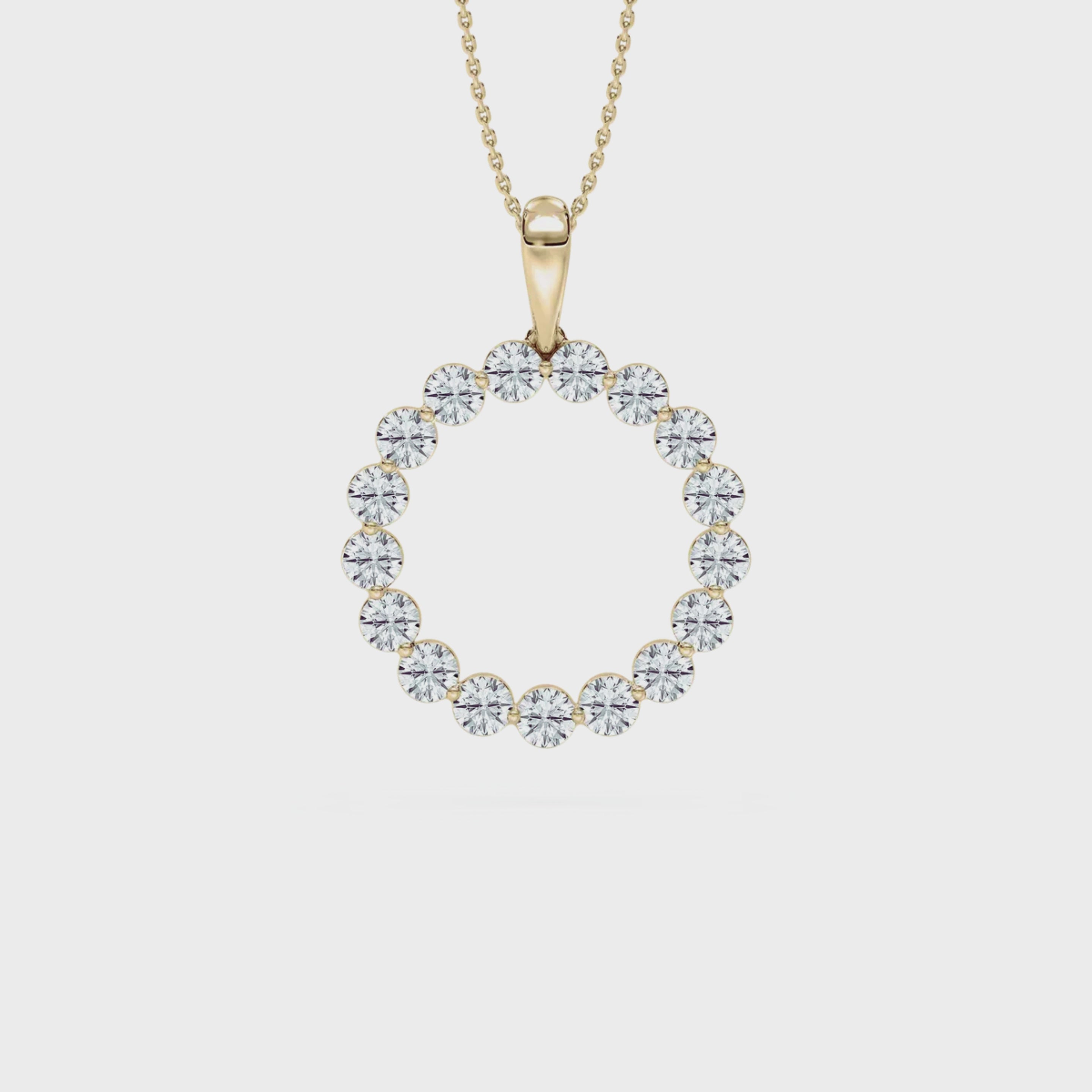 Round Halo Circle Pendant – 925 Silver CVD Diamond Necklace