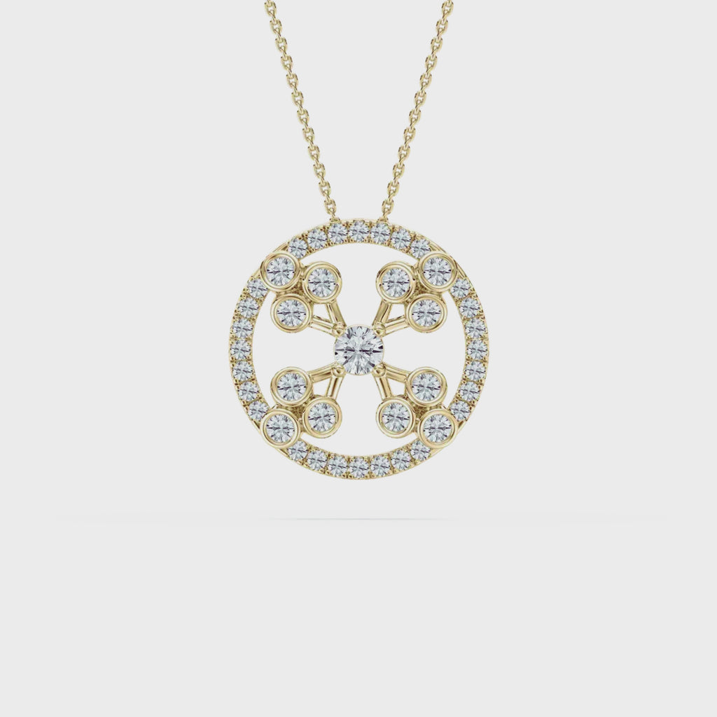 Vintage Cross Circle Pendant – 925 Silver CVD Diamond Necklace