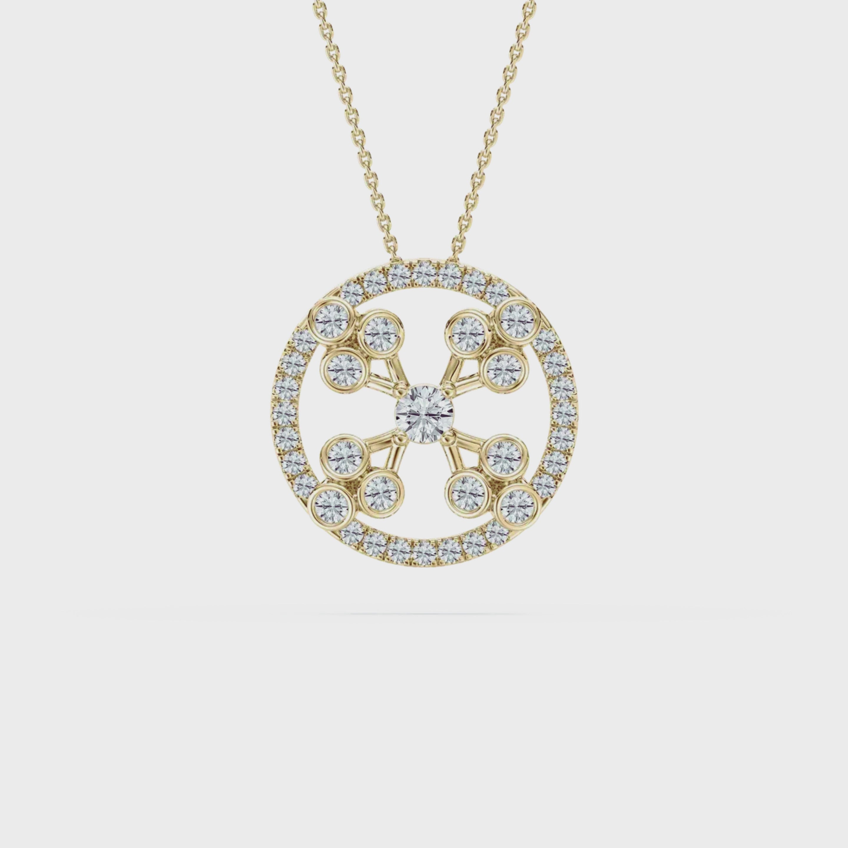 Vintage Cross Circle Pendant – 925 Silver CVD Diamond Necklace