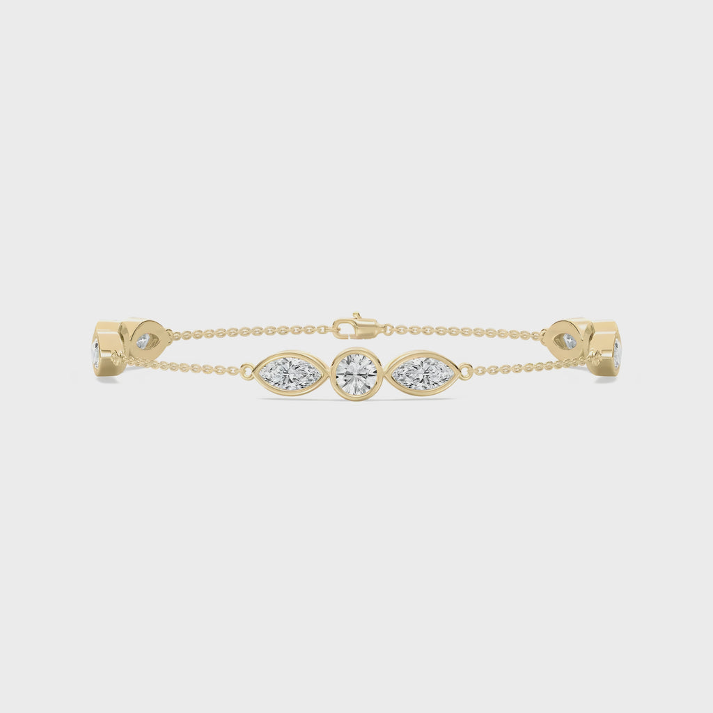 Delicate CVD Diamond Bar Bracelet – 925 Silver