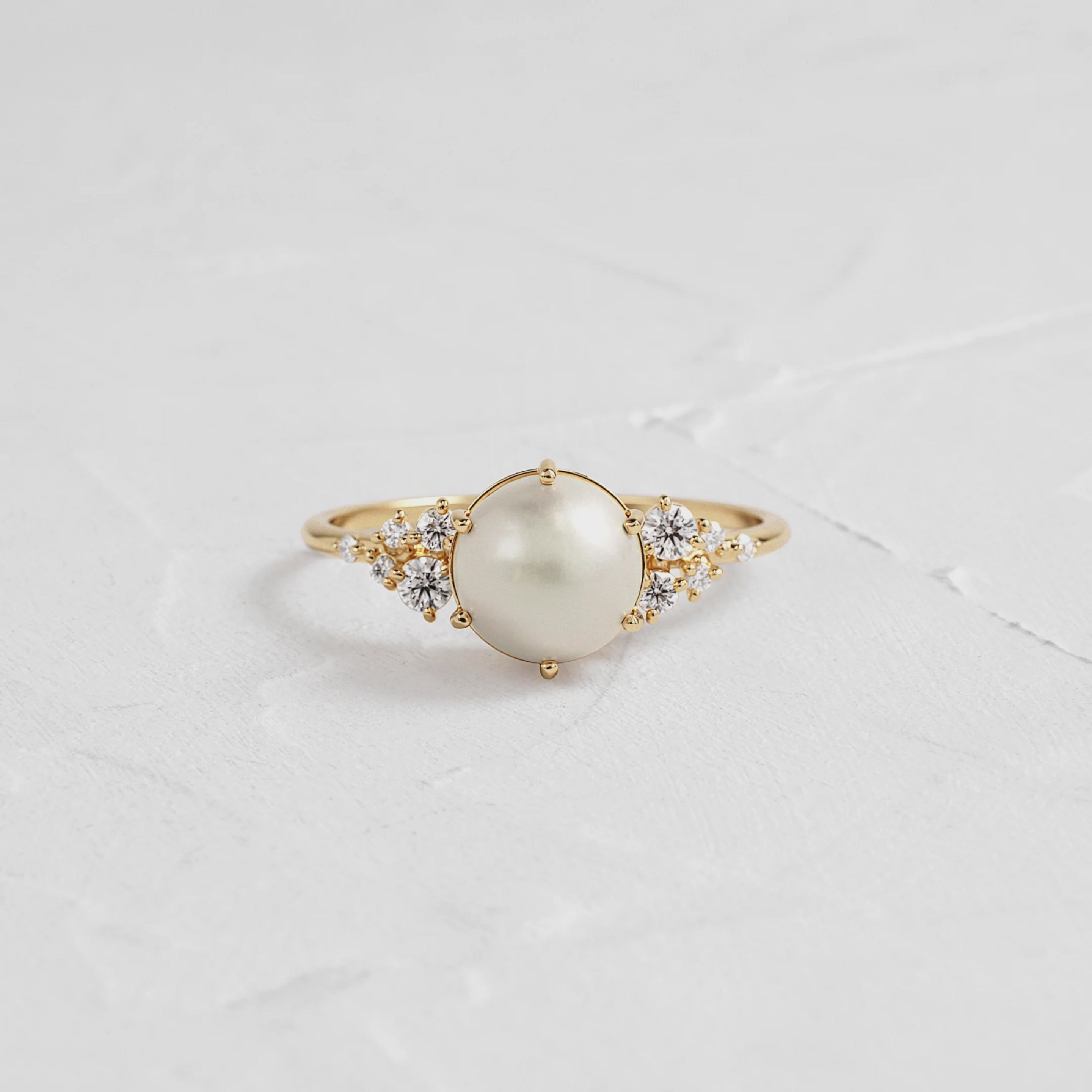 Pearl Diamond Ring – 925 Silver Minimal Elegant Jewelry
