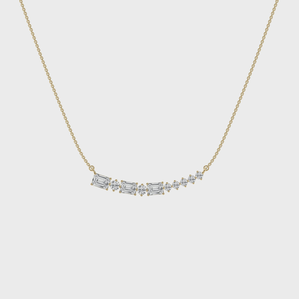 Baguette Cut CVD Diamond Bar Necklace – 925 Silver