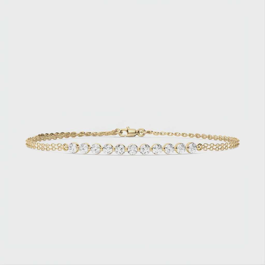 Round Cut CVD Diamond Bracelet – 925 Silver
