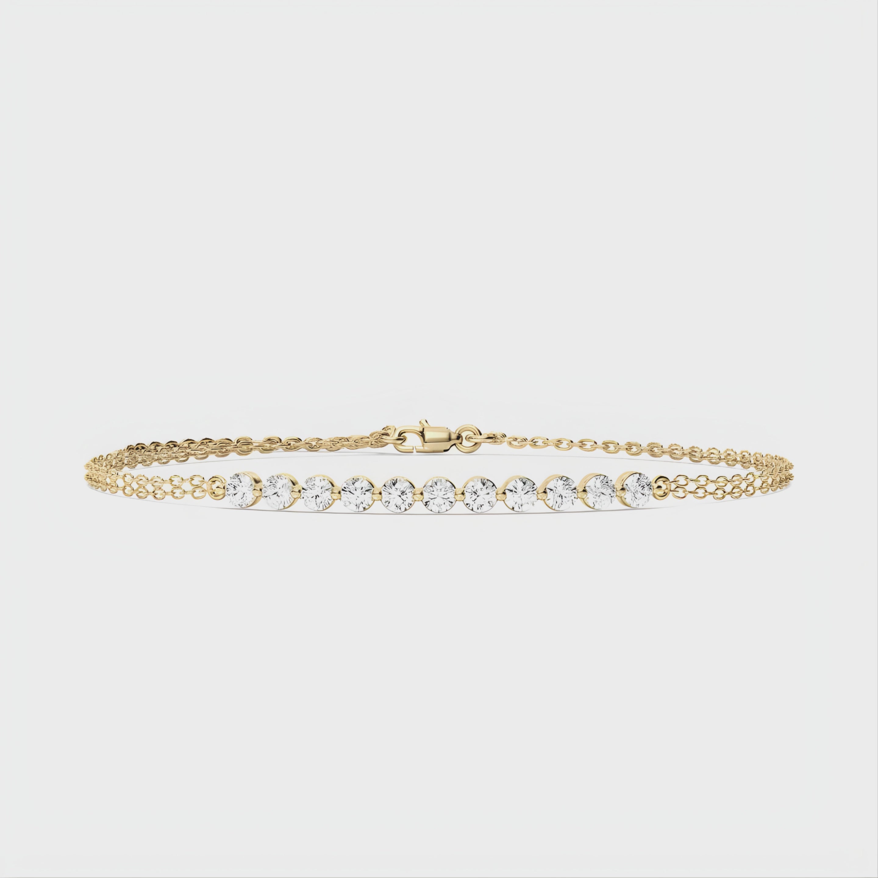 Round Cut CVD Diamond Bracelet – 925 Silver