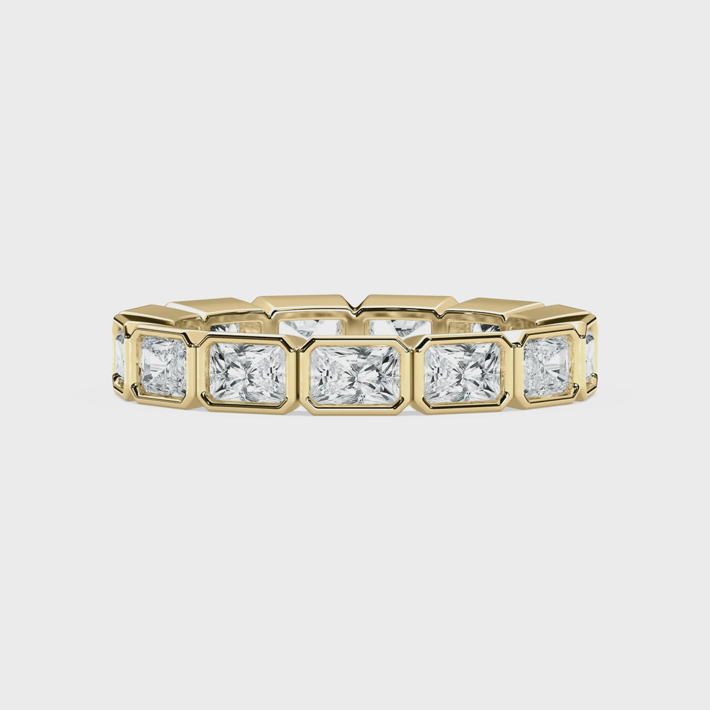 Emerald Cut CVD Diamond Band – 925 Silver