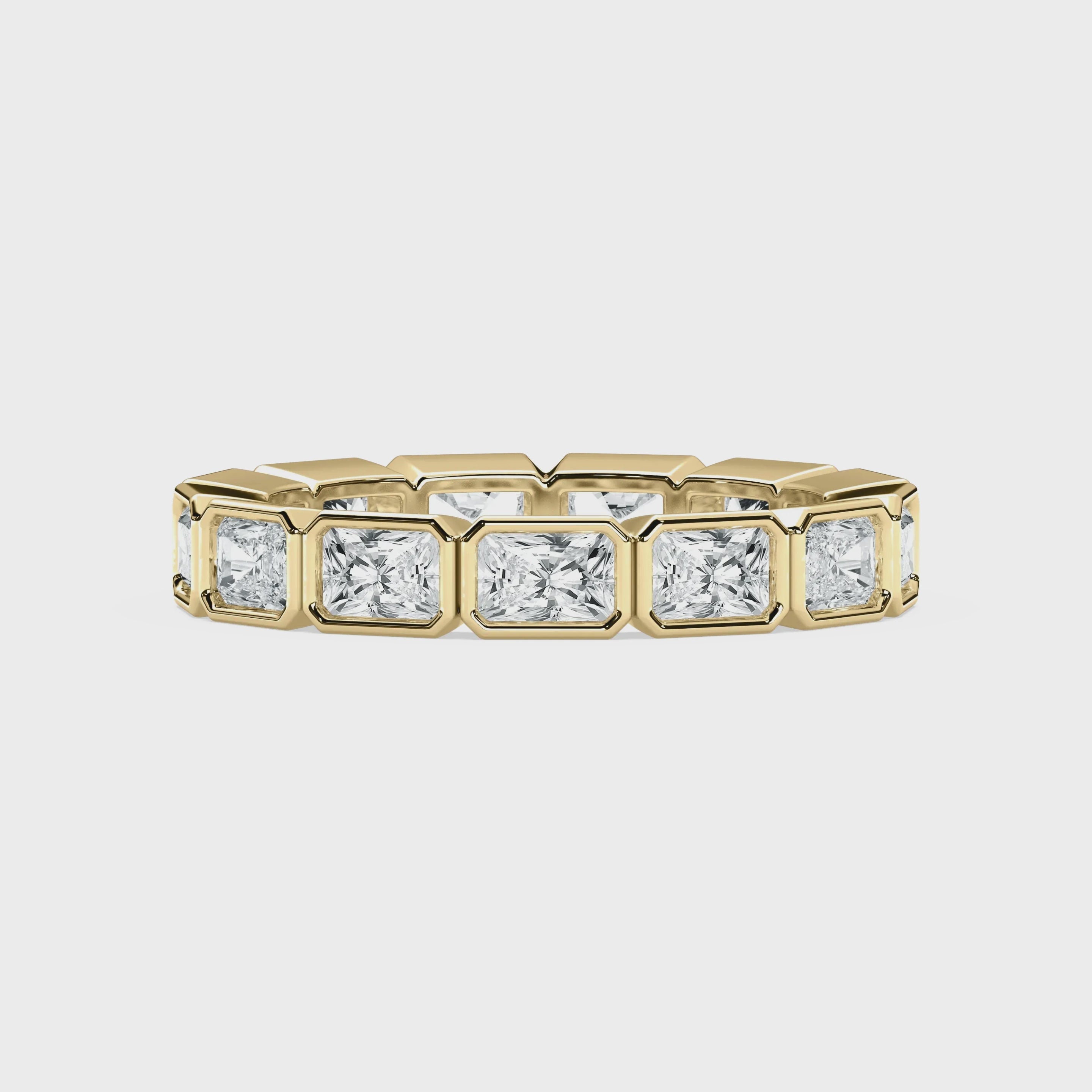 Emerald Cut CVD Diamond Band – 925 Silver
