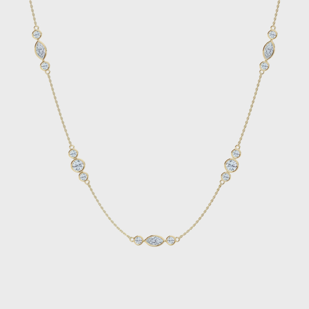 Marquise & Round CVD Diamond Necklace – 925 Silver